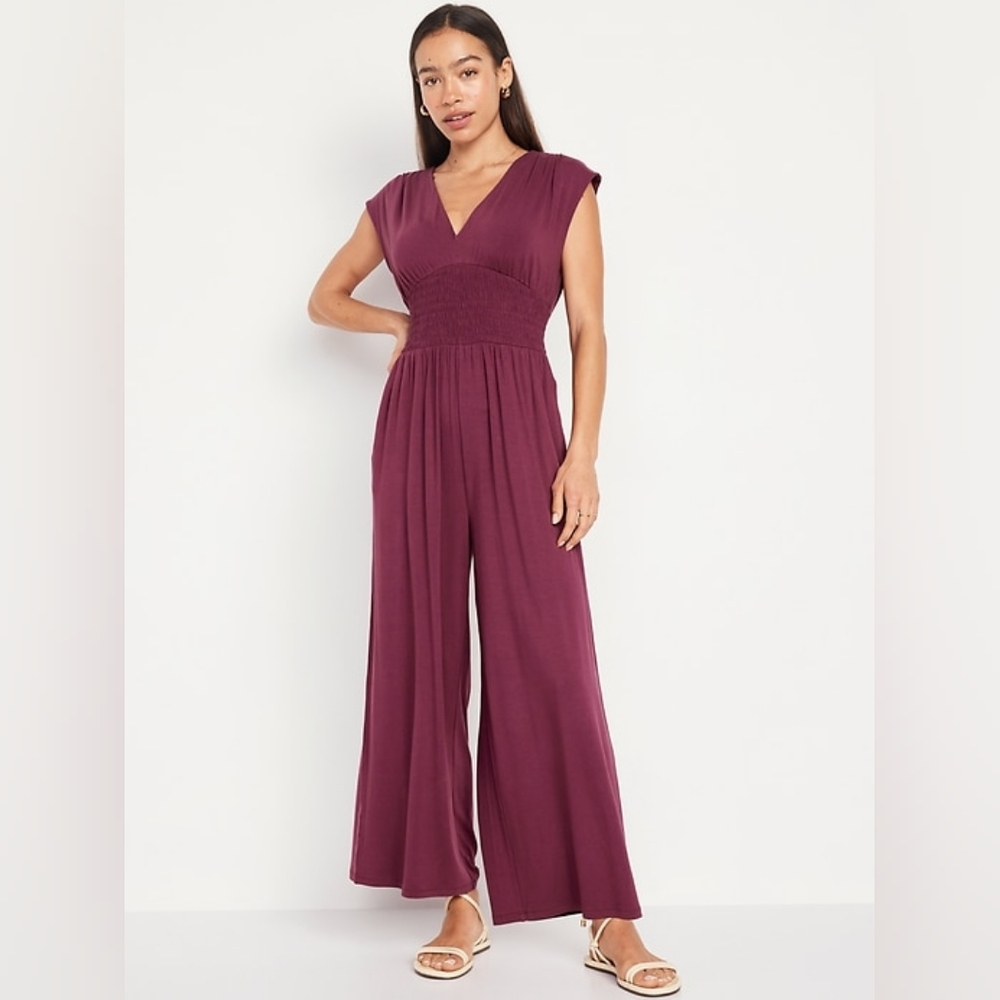 Old Navy Women's Burgundy Wide-Leg Jumpsuit